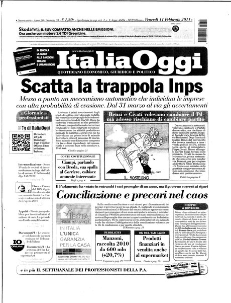 Italia oggi : quotidiano di economia finanza e politica